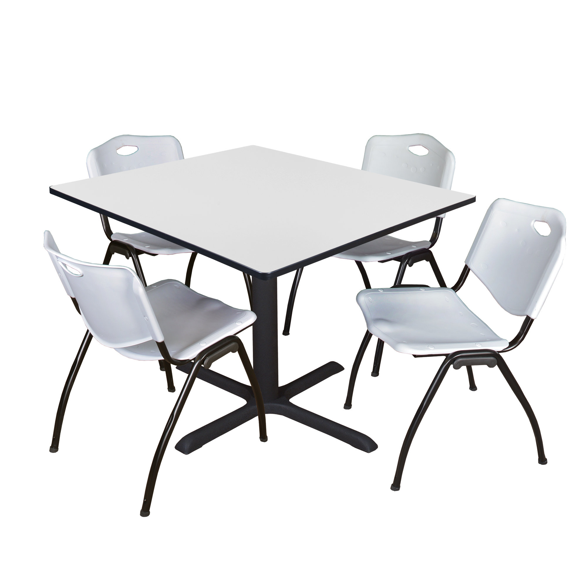 Regency Cain Square Breakroom Table with 4 Stackable Restaurant Chairs 