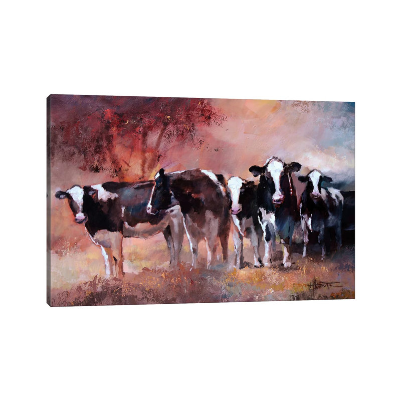 Cows by Willem Haenraets - Wrapped Canvas Painting, 20.32 cm H x 30.48 cm W