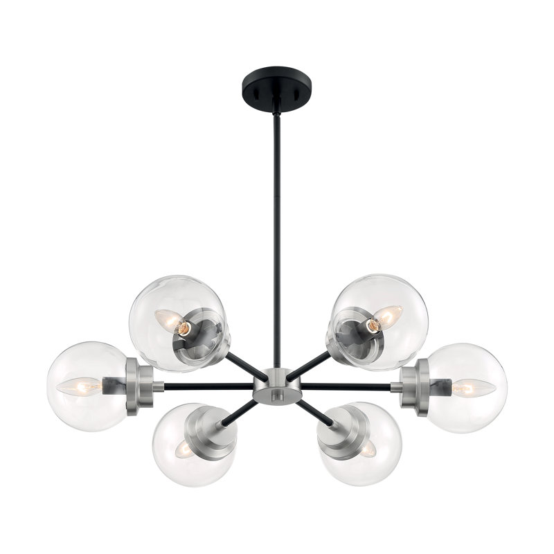 Breit 6 - Light Dimmable Sputnik Sphere Chandelier, Matte Black / Brushed Nickel Accents