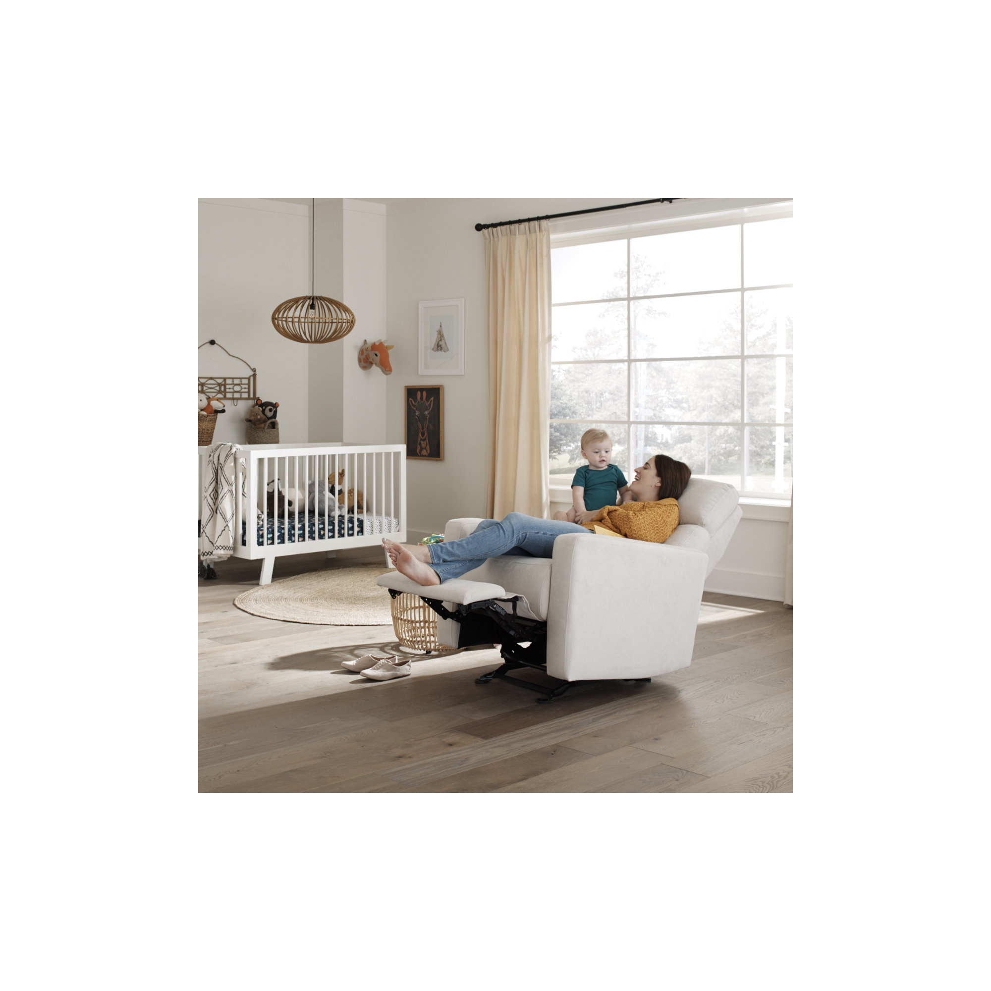 Nurture& The Glider Premium Power Recliner Nursery Glider Chair with Adjustable Head Support, Ivory
