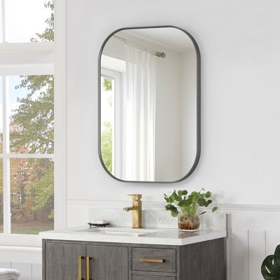 Trielle Rectangular Aluminum Framed Modern Bathroom Wall Mirror