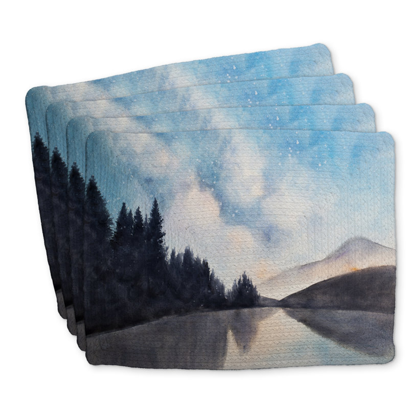 Ensemble de 4 napperons en polyester tressé Lakeview by Night