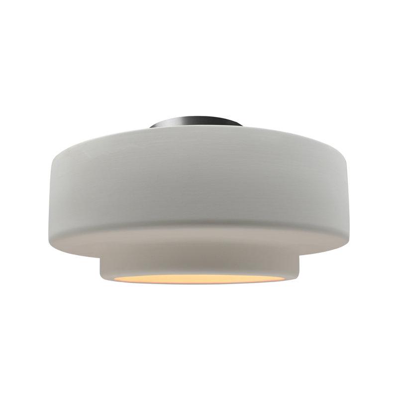 Plafonnier semi-encastré Radiance, H 8 po x l 16,5 po x P 16,5 po, Bisque, Nickel brossé