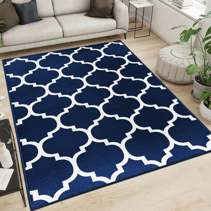 AVA Navy Machine Tufted Printed Area Rug, Rectangle  200 x 290 cm