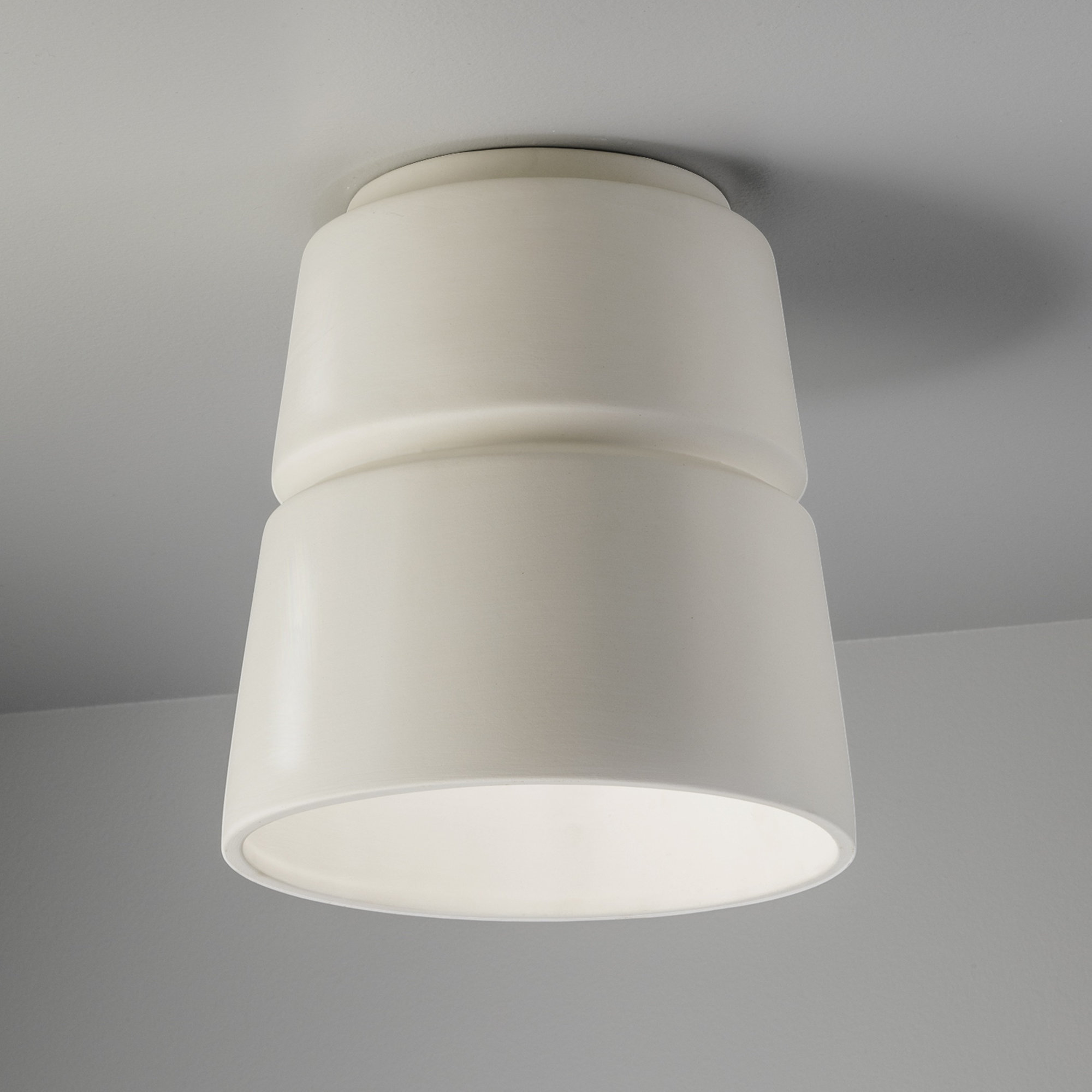 Logan Ceramic Empire Outdoor Flush Mount, Matte White, LED (Integrated)