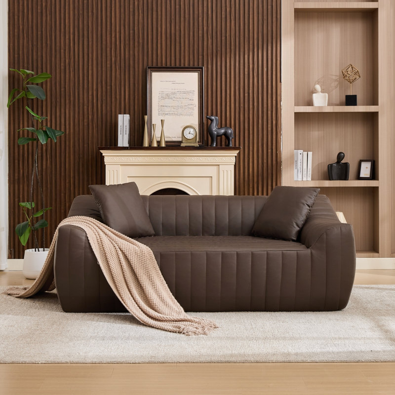 Causeuse surdimensionnée à 2 places avec similicuir et assise profonde, Green Faux Leather, Vert