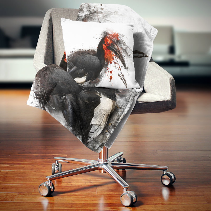 Grand oiseau exotique relaxant - oreiller imprimé animal, 18 po x 18 po, Coussin décoratif