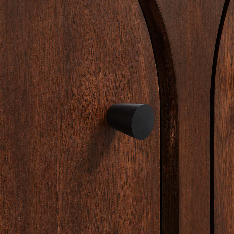 Appia Walnut Wood 36.2" Arched Door Storage Cabinet with Adjustable Shelves