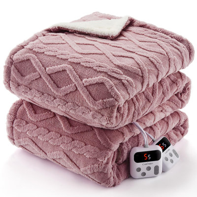 Couverture chauffante – Couverture chauffante électrique épaisse en sherpa touffeté pour adultes, lavable à la machine, 10 niveaux de chaleur et minuterie, certifiée ETL – Gris, 127 x 152 cm