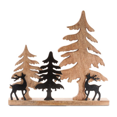 Silhouette de cerf et de pin Woodland