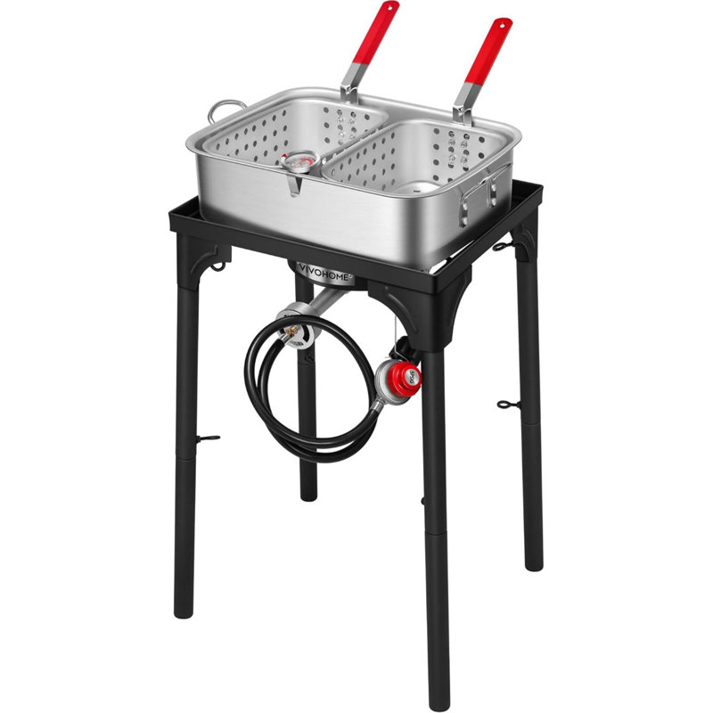 18qt Aluminum Double Fryer With 2 Baskets