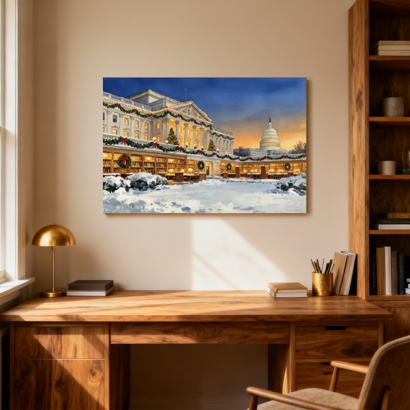 Scène de Noël de la Maison-Blanche, H 12 po x l 18 po