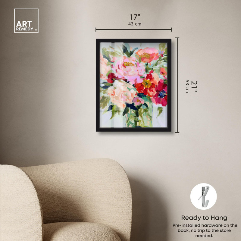 Décoration murale printanière Bloom en acrylique I Shadowbox Print par Art Remedy, H 21 po x l 17 po, Noir