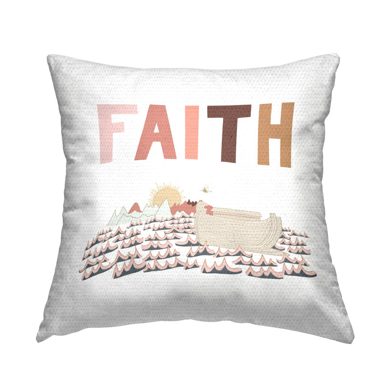 Coussin décoratif d'extérieur imprimé Noah's Ark Faith par Tara Moss