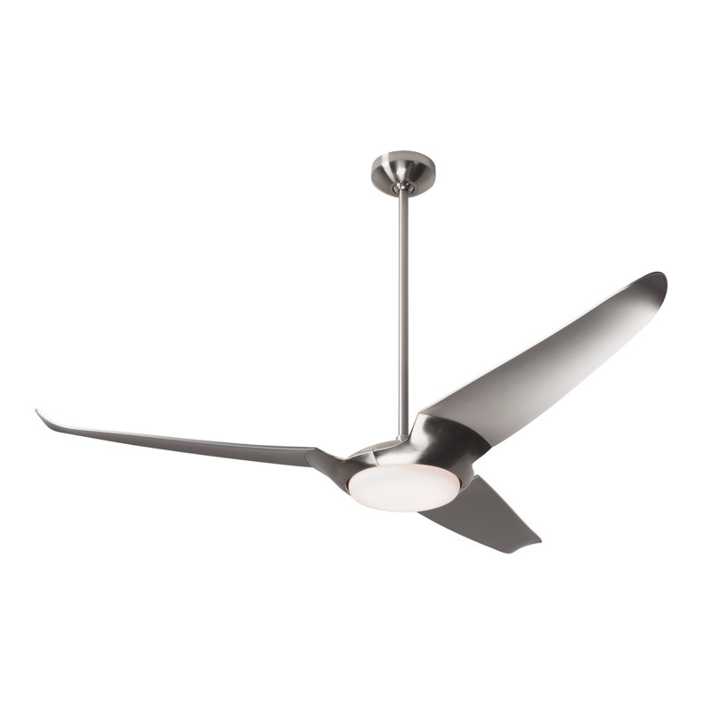 IC Air LED Downrod Ceiling Fan, Wall Control, Nickel, Bright Nickel