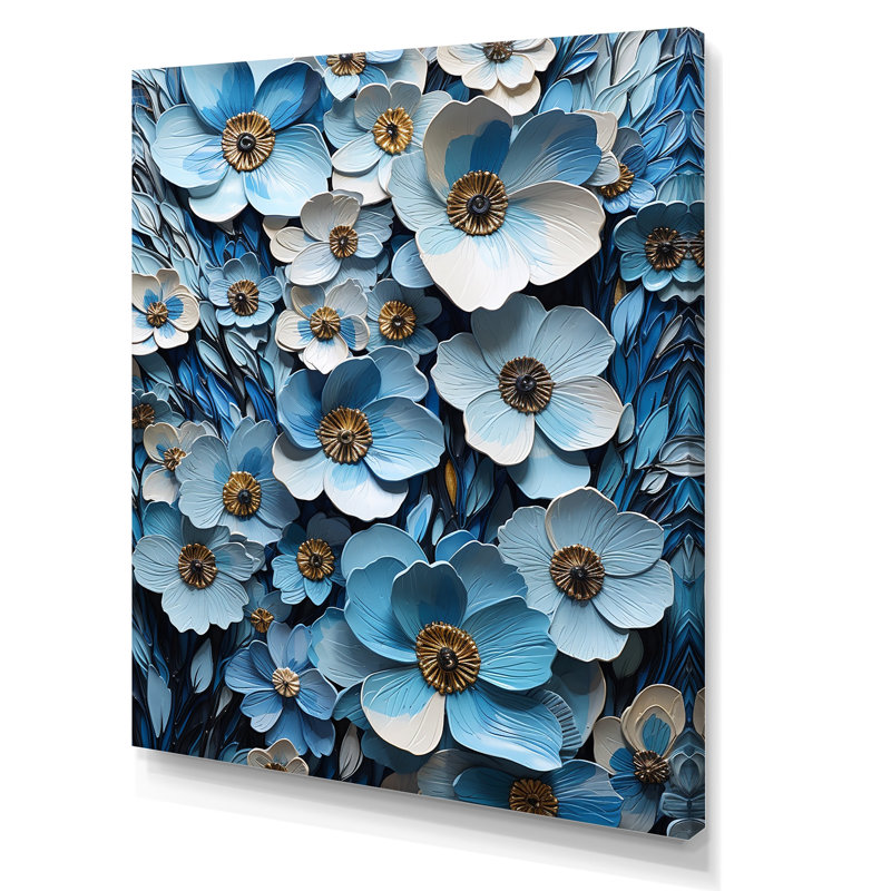 Bleu et blanc minimalisme pensées jardin zen II, H 32 po x l 16 po x P 1 po, Toile tendue