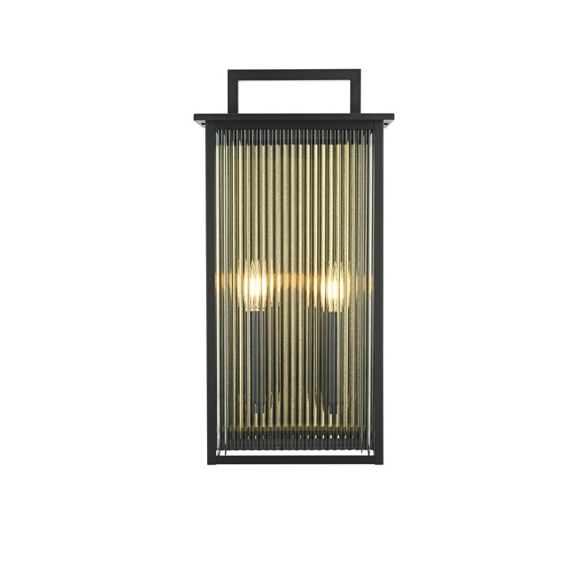 Moy Outdoor Wall Sconce in Black, 23" H x 11.5" W x 5.5" D