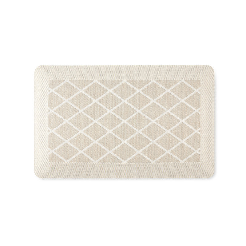 Beige Diamond Pattern Anti-Fatigue Kitchen Mat 19.6" x 32"