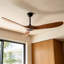 Ventilateur de plafond 52 po en noyer massif de 52 po sans lumière - télécommande, moteur à courant continu, intérieur / extérieur / patio (bord de mer / maison de campagne)-1115238642-1109283312