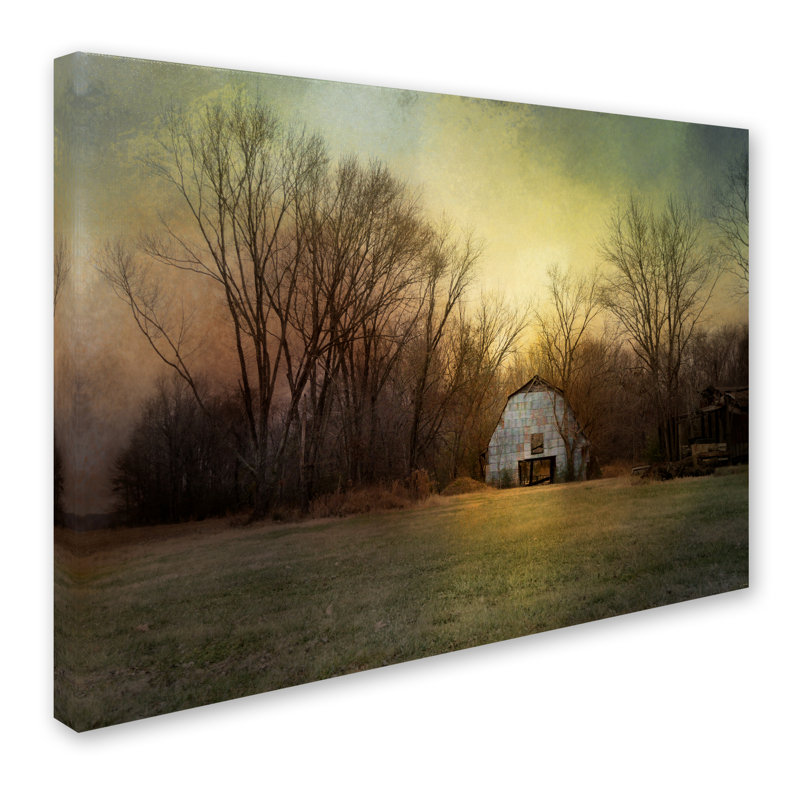 «Blue Barn at Sunrise» de Vidur, impression sur toile tendue, H 14 po x l 19 po