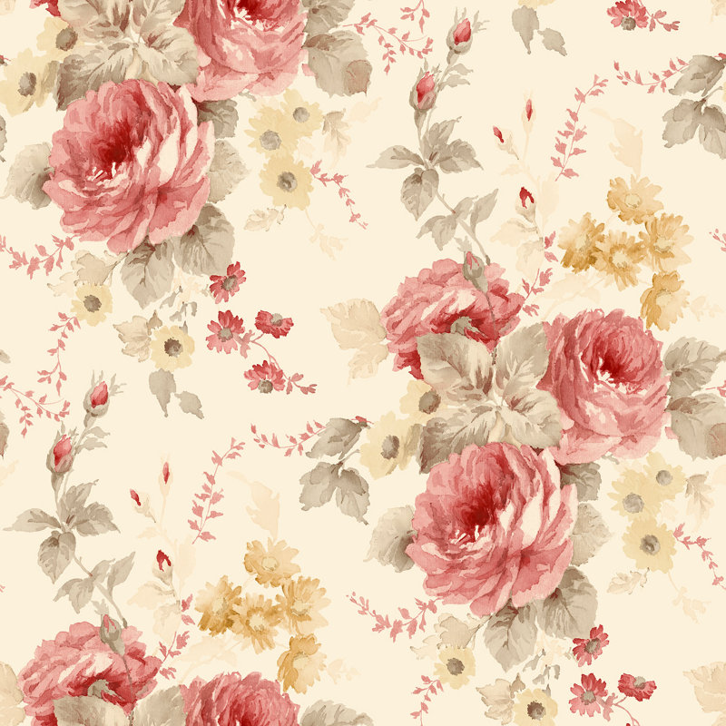 Sarahi 10m x 53cm Matte Wallpaper Roll, Cream/Red