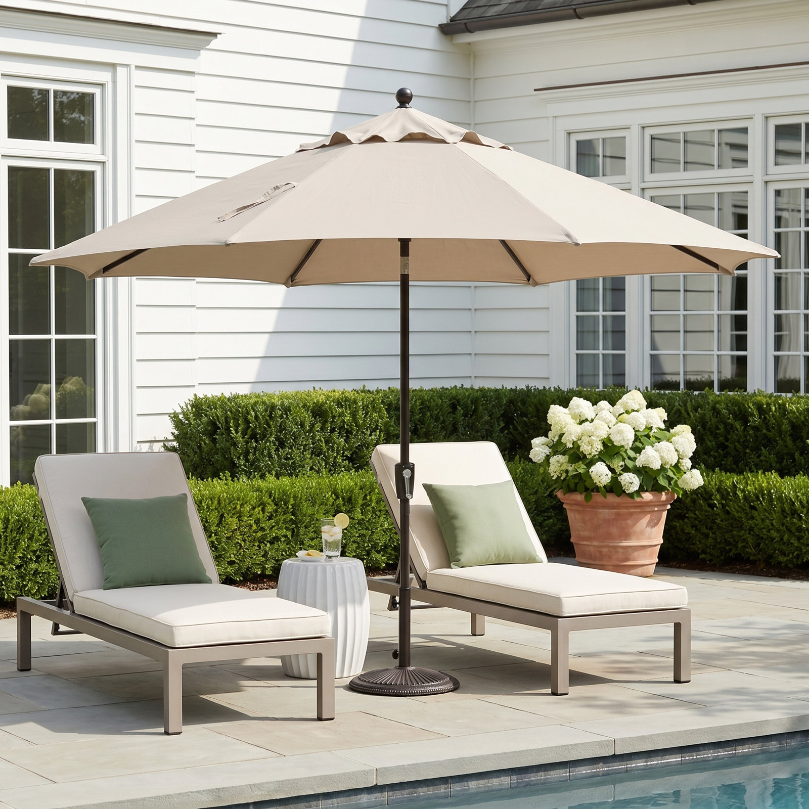 132'' Sunbrella® Outdoor Umbrella, Canvas Flax Sunbrella® Canvas, Black