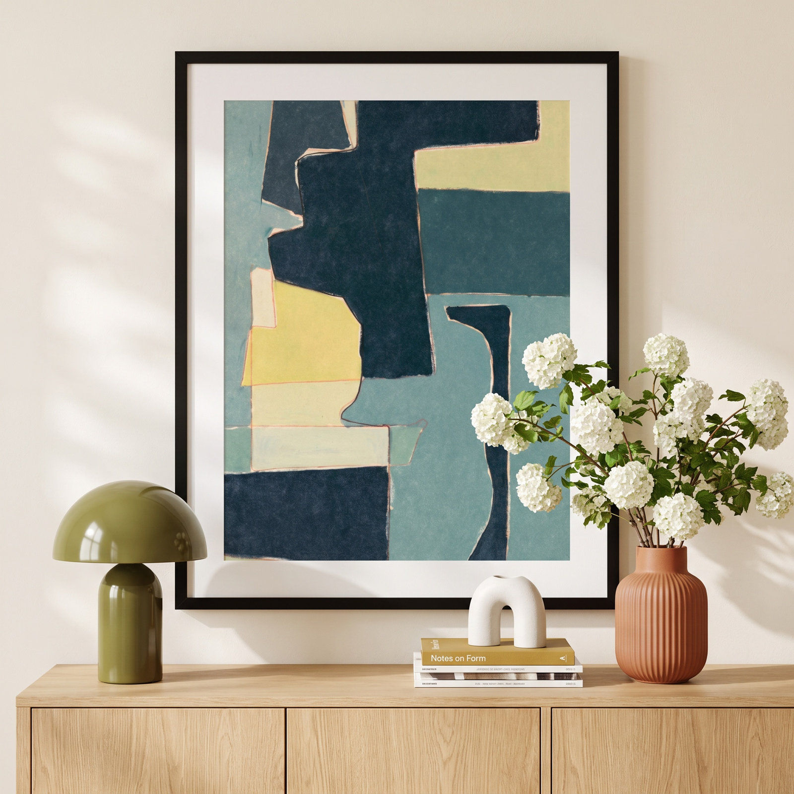 Blue Note II Wall Art by Rob Delamater, 41.38" H x 33.38" W x 0.88" D, Noir Black Framed Paper