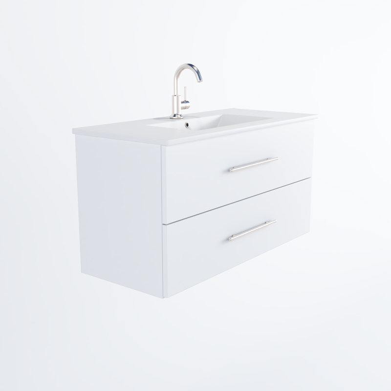 Ensemble de meuble-lavabo mural simple 36 po Munnsville, Blanc