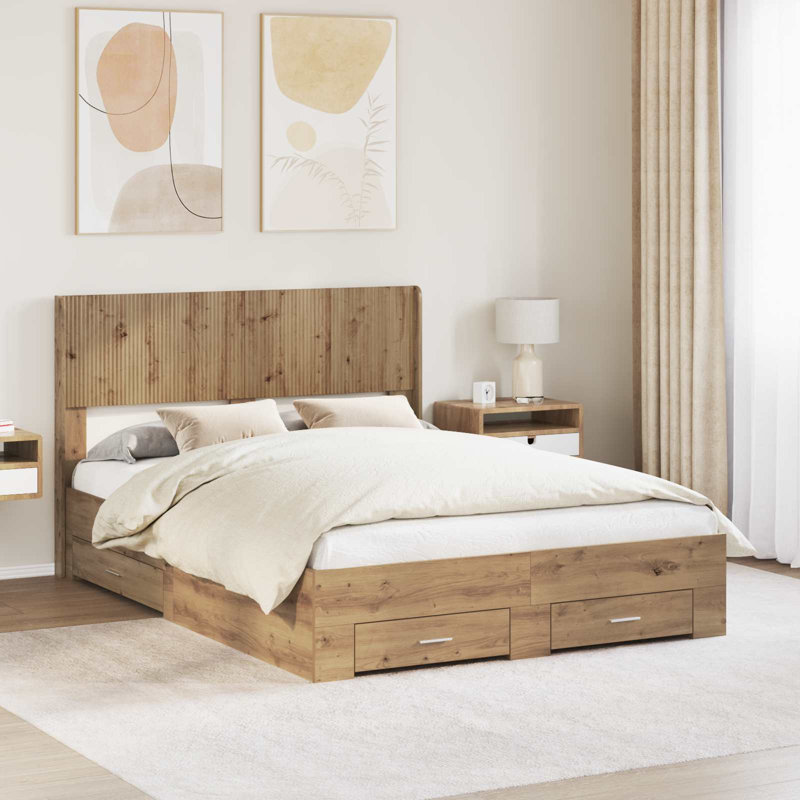 Bed, Small Double (4'), Smoked Oak
