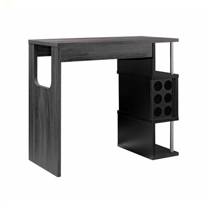 Table de bar Home avec compartiment pour verres à vin et trois tablettes