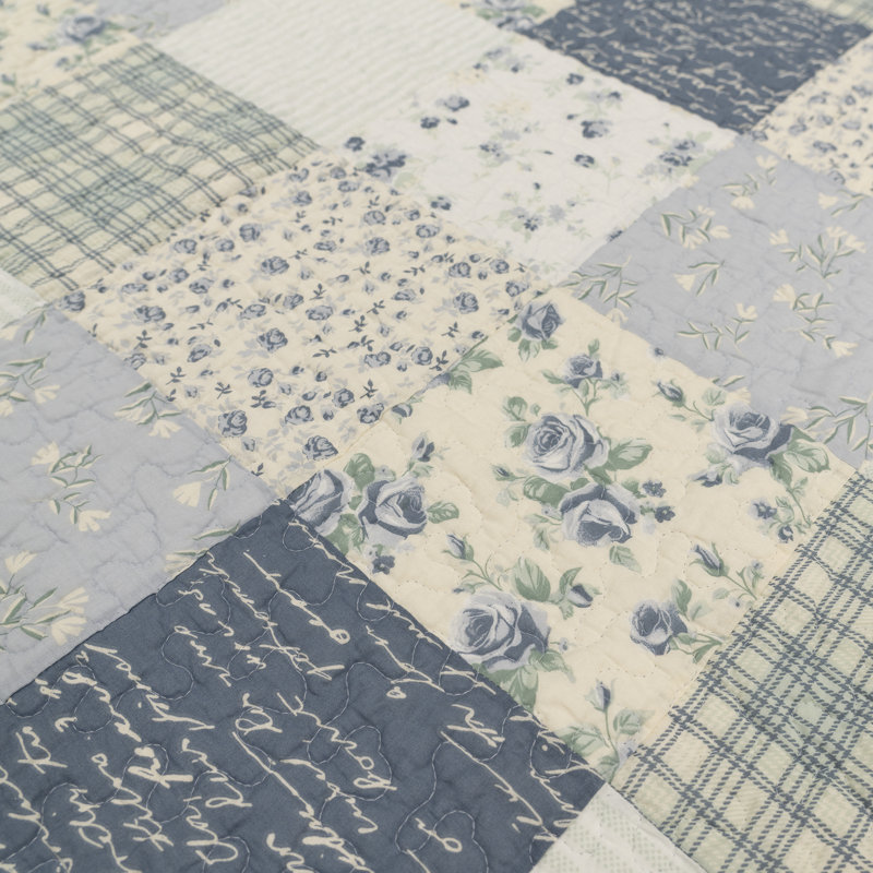 Donna Sharp Blue Pastures Pieced Cotton Quilted Throw, 50" x 60"