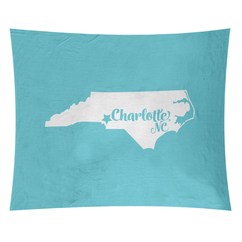Tapisserie Charlotte, Caroline du Nord, H 27,5 po x l 37,5 po, Bleu sarcelle