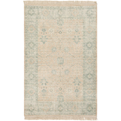 Tapis oriental chameau / sauge à tissage plat Wensley