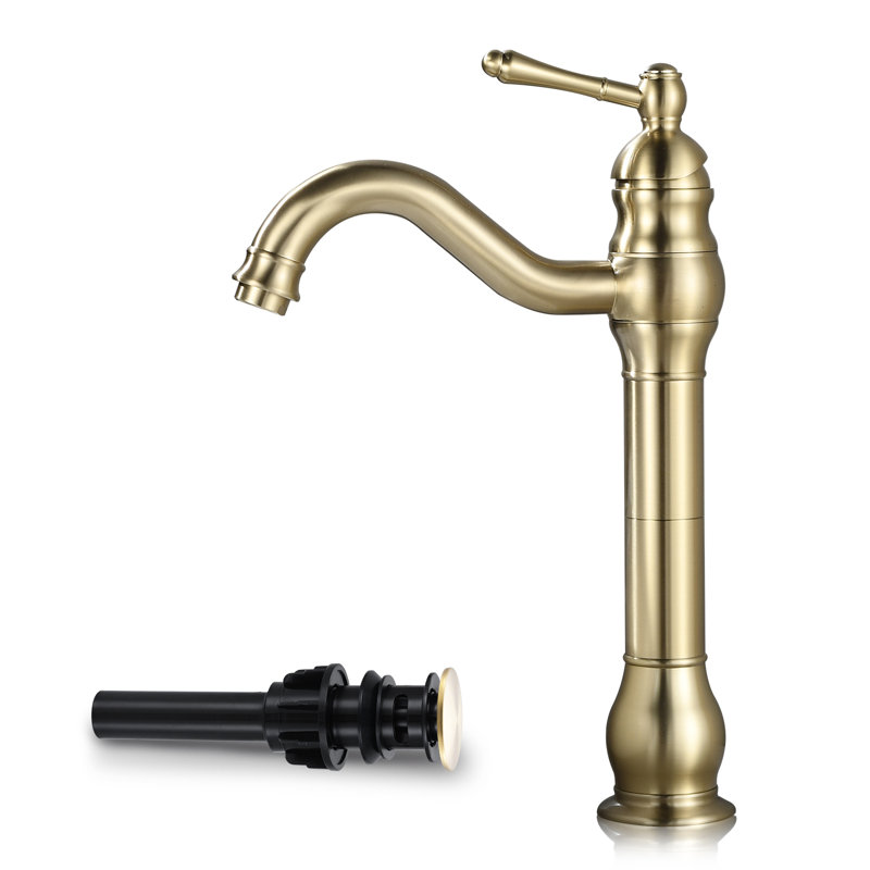 HGN Tall Single Handle Bathroom Vanity Sink Faucets with Pop-up Drain, Brushed Gold