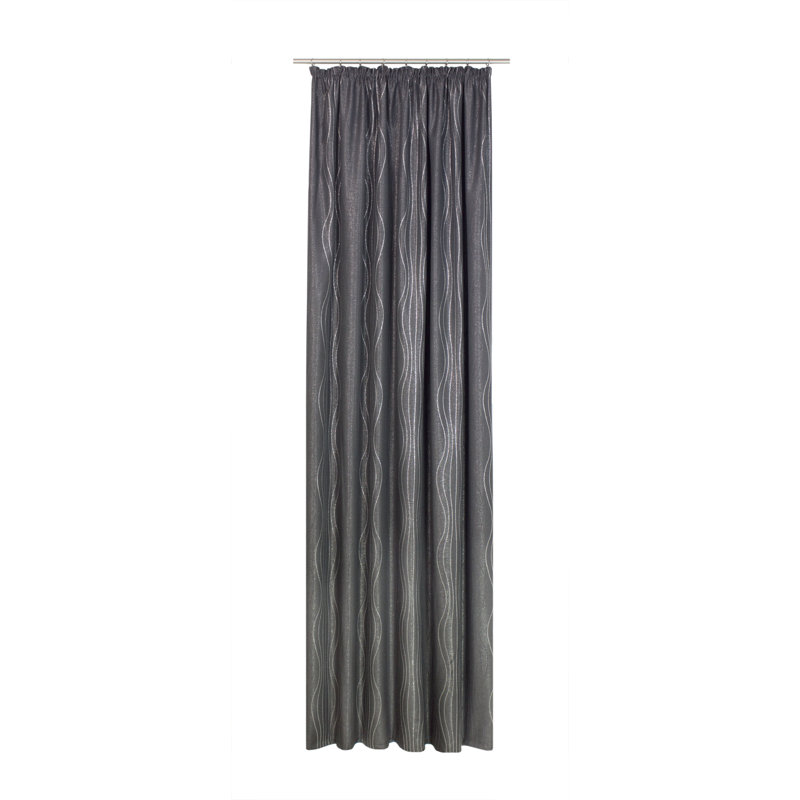 Alderete Pencil Pleat, Single Curtain, opaque, 132cm Width x 255cm Drop, Grey/Silver