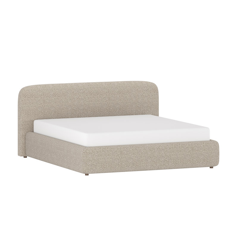 Barletta Upholstered Queen Wing Platform Bed, Cream, King, Taupe