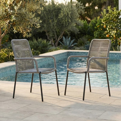 Brittany Stackable Rope Patio Dining Armchair
