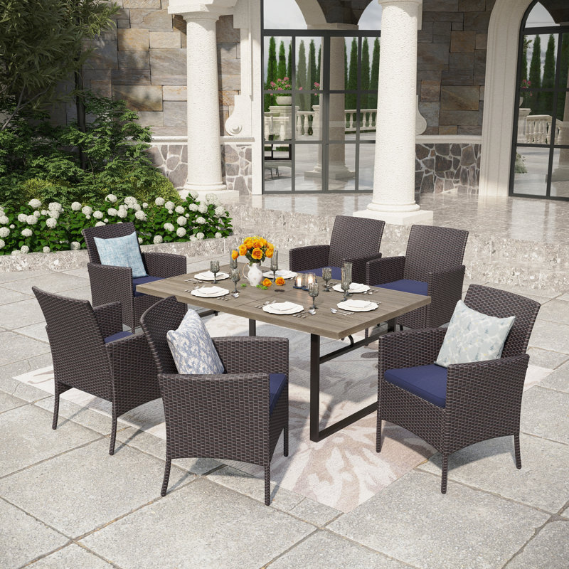 Alyah Rectangular 6 - Person 64" Long Dining Set with Cushions