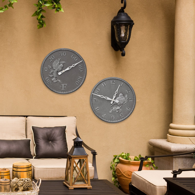16 Songbird Clock, Pewter Silver