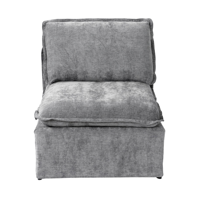 Fauteuil d'appoint modulaire sans accoudoirs, siège central simple avec structure en fer léger et housse, Gris