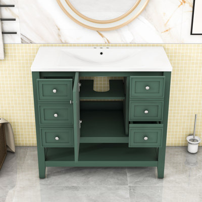 Meuble-lavabo simple 36 po avec plateau en céramique Rhemy