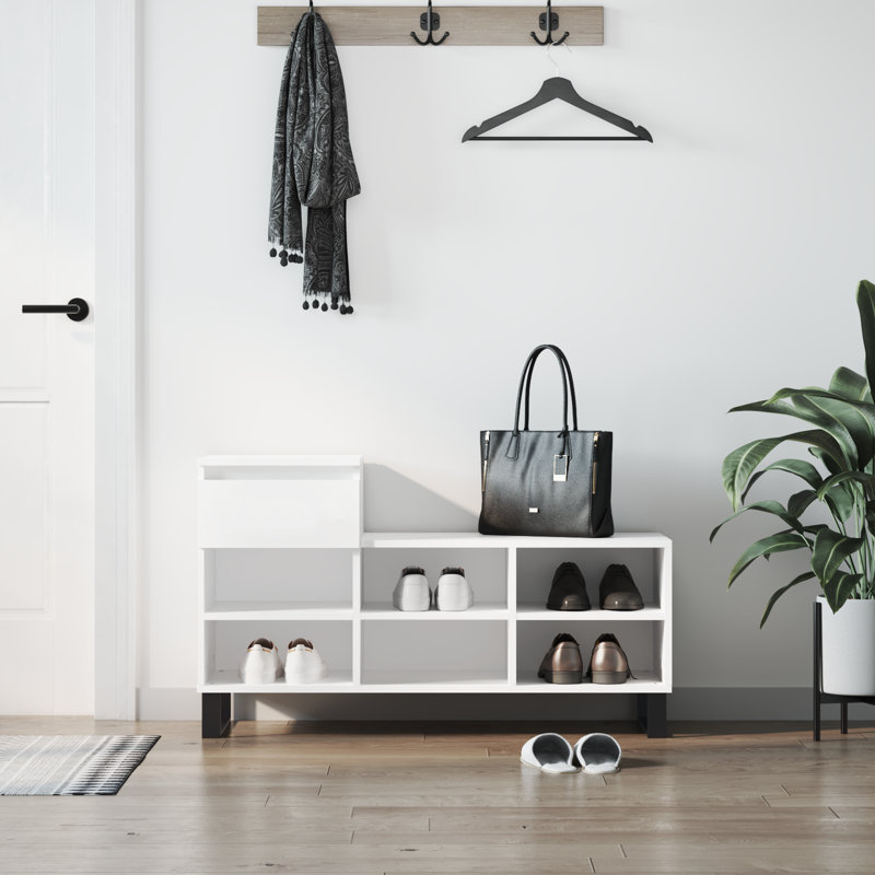 6 Pair Shoe Storage Cabinet, White