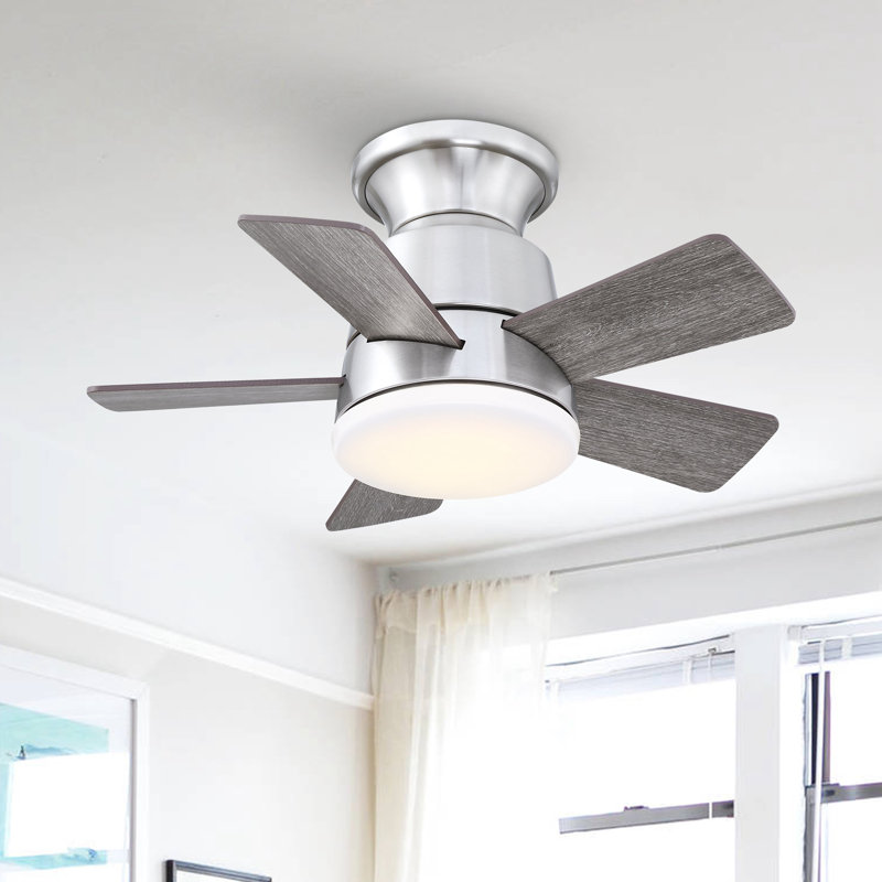 Ventilateur de plafond 24 po avec lumières DEL Tavontae, Brun foncé / gris