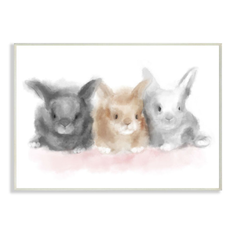 Gervasio Fluffy Bunnies Animal Design, Plaque en bois, H 15 po x l 10 po x P 0,5 po