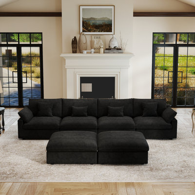 Upholstered U-shaped Symmetrical Sectional With Ottoman