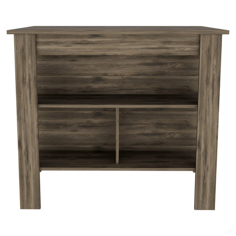 Cala Kitchen Island, Four Legs, Three Shelves, Black/Natural, 35.4" H x 40.5" W x 27.5" D