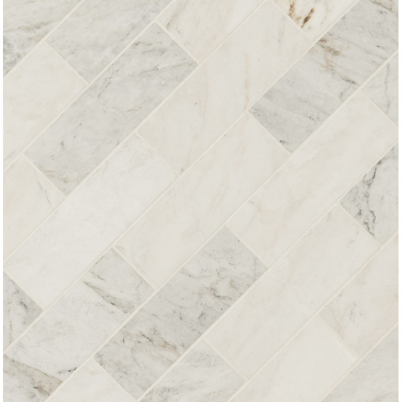 Castella de Blanc 4 in. x 12 in. Honed Marble Subway Wall Tile