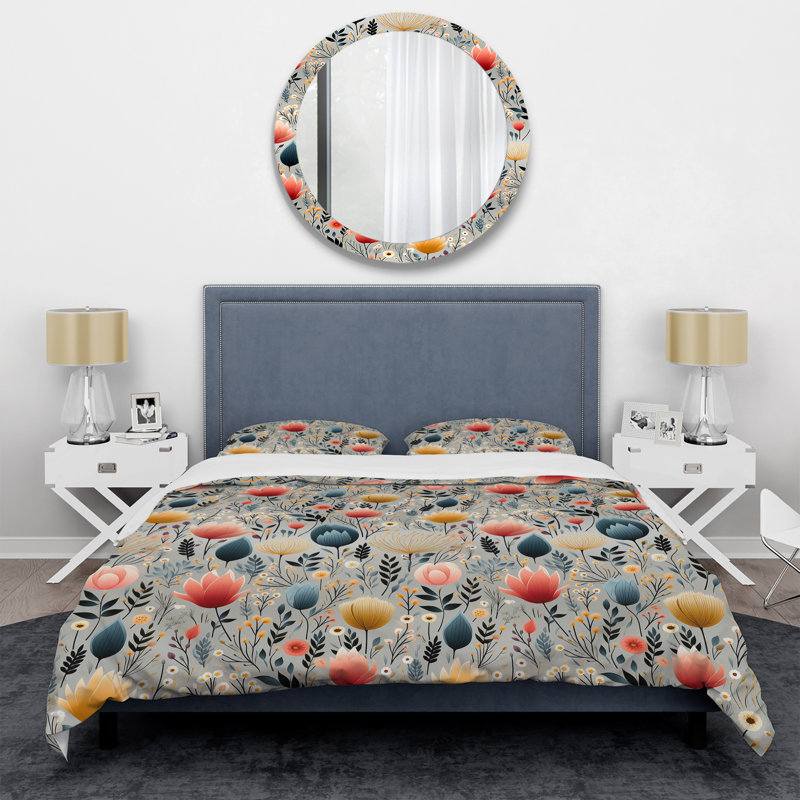 Ensemble de housse de couette Minimalist Radiant Blossom Serenity I - Floral, Housse de couette pour très grand lit et 2 très