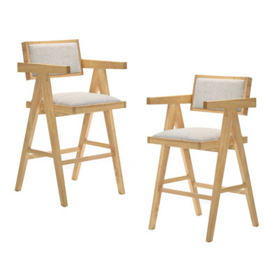 Ches Upholstered Counter Stool with Solid Wood Frame