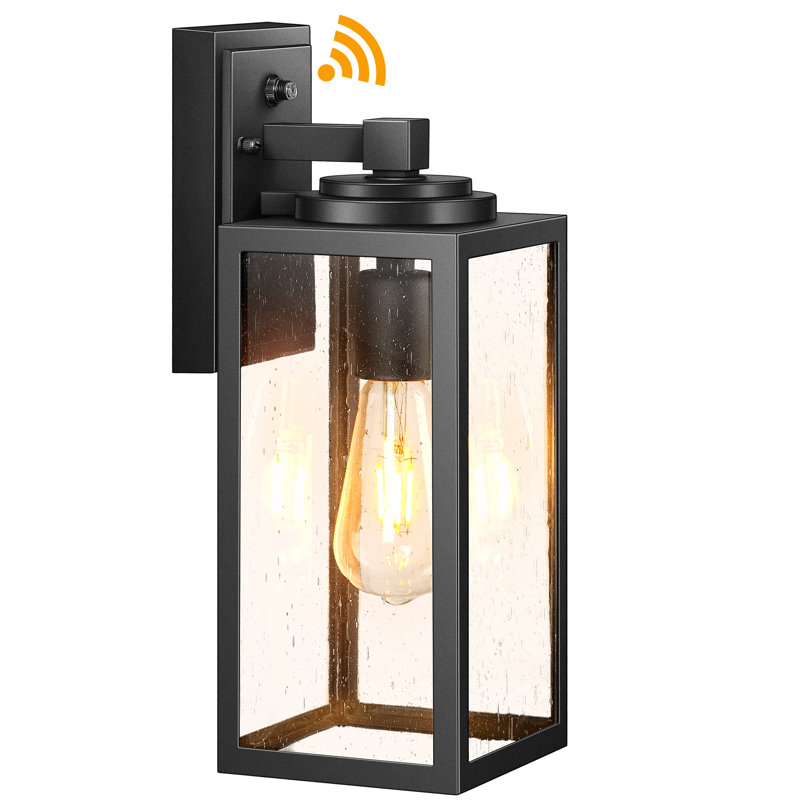 Large Size Outdoor Sconce Lights, Black Dusk to Dawn Outdoor Lighting with Tempered Bubble Glass
